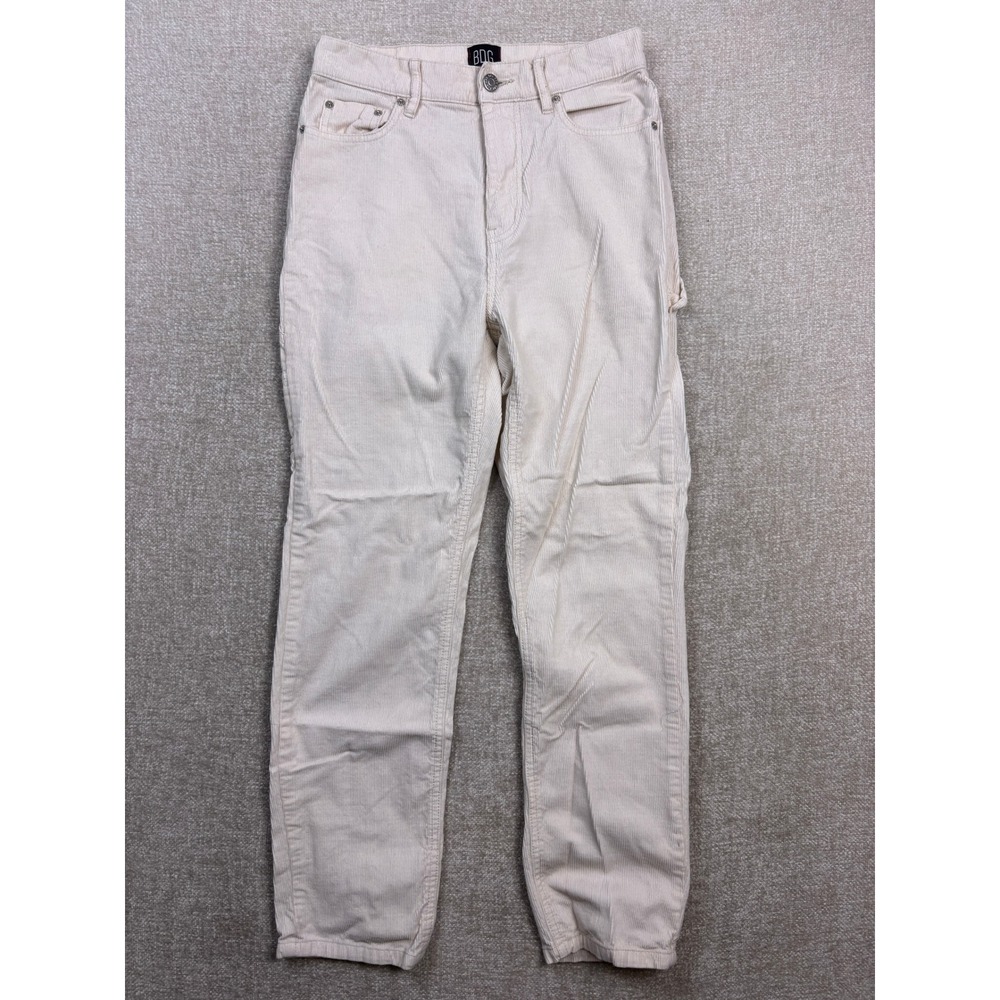 BDG Urban Outfitters Womens Slim Straight Corduroy Carpenter Pants Cream Size 26